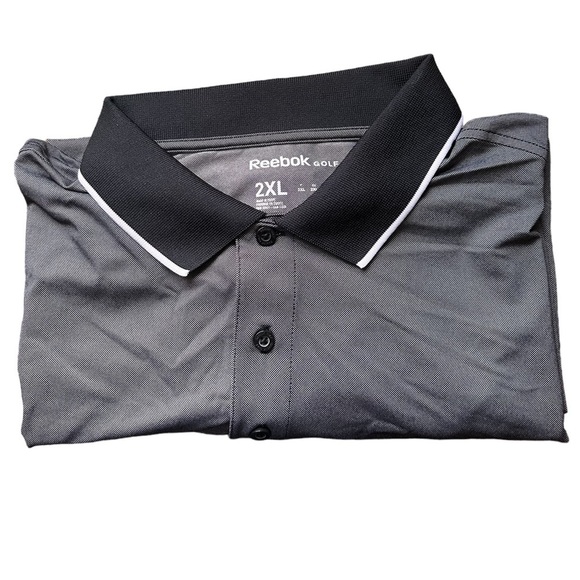 🌻 Reebok Golf Dry Quick Button Polo, Black, Men’s Plus Size XXL  NWT - Picture 2 of 4